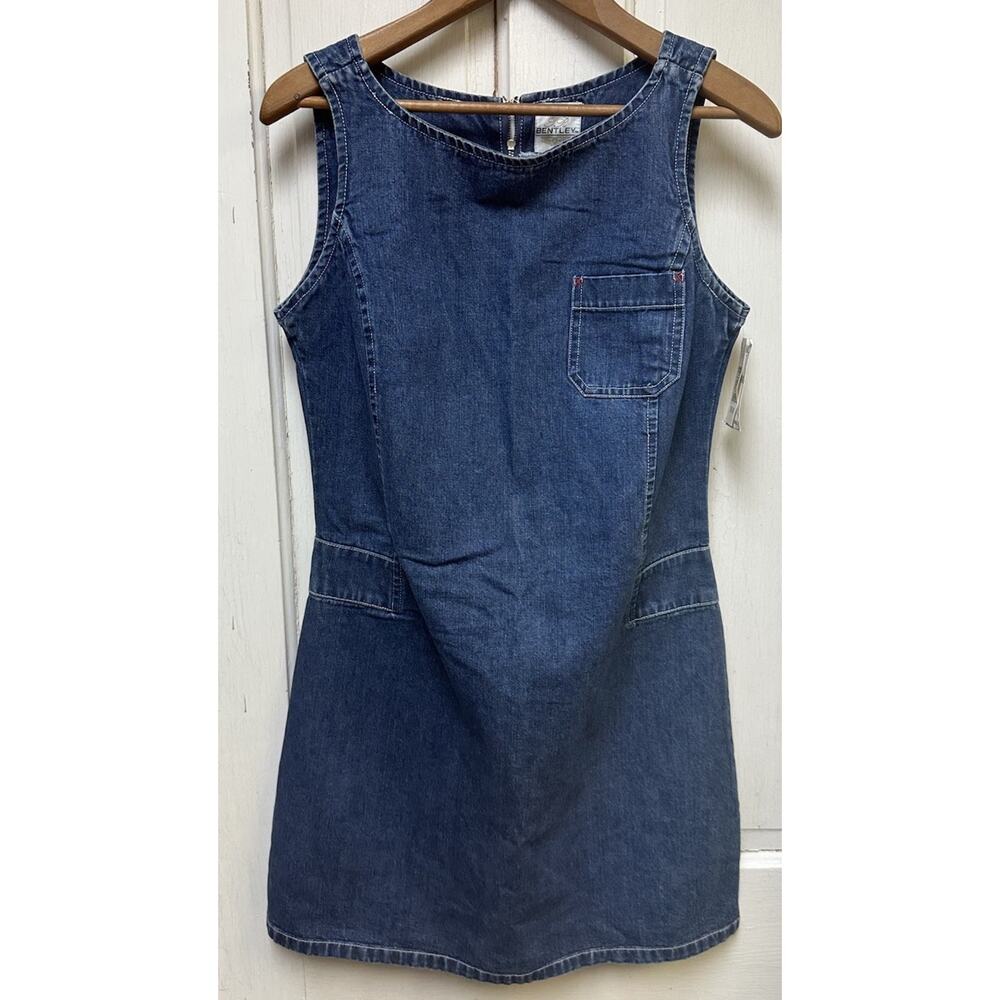 NWT Bentley Vintage Jumper Denim Dress Size 8 100% Cotton Back Zip Y2K